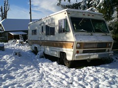 Old Motorhome In The Snow