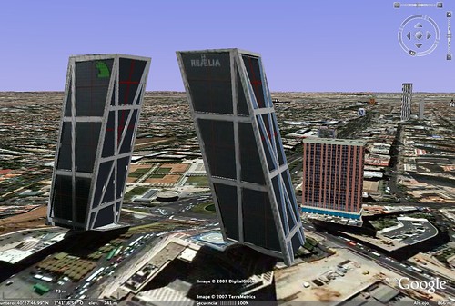 Google Earth 4, Madrid (Rascacielos Puerta de Europa)
