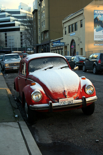 I spied this red old school VW Beetle in the South Lake Union area and it