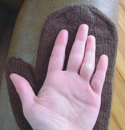 Alex's mitten, my hand