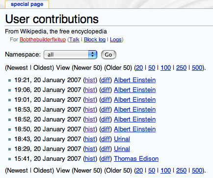 Contributions of a banned WikiPedia user