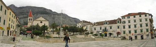 Church square in Makarska, Croatia