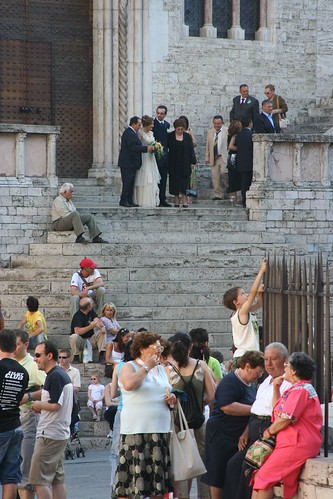 Perugia, wedding party and tourists
