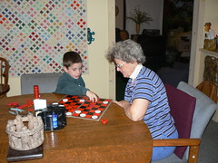 Jerryne and Gage playing checkers