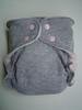 Saturday Morning Diaper <br> Grey Knit/Pink Velour Fitted Diaper  <br>with Flap-style Quick Dry Soak