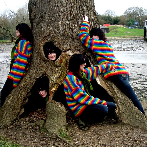 tree multiplicity girl rainbow photography trick