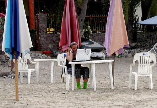 Multi-tasking on the beach