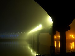 Big Dam Bridge in fog