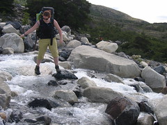Amanda crossing stream
