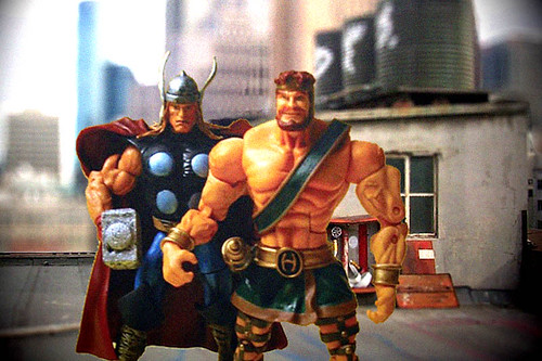 Herc and Thor on Rooftop Photoshop Experiment.