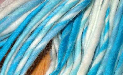 Blue yarn closeup