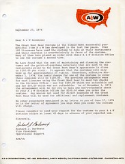 A&W Great Root Bear letter