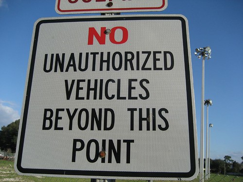 No Vehicles sign