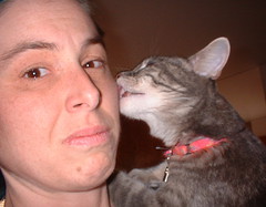 Xena licks me with her sandpaper tongue - ouch!