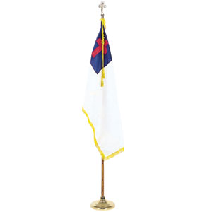 christian flag on stand