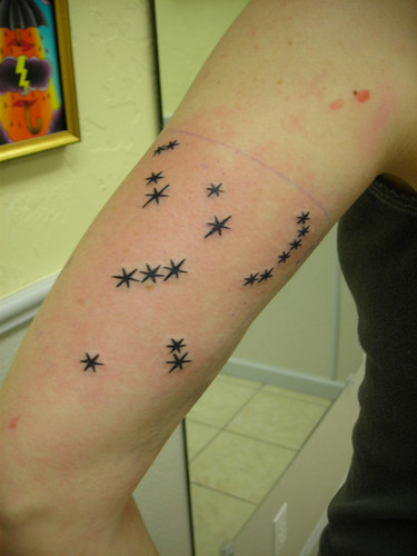 Those red dots are so he could center the tattoo in the middle of my arm.