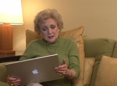 Actress Betty White with Apple Mac