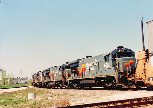 Early CSX Transportation Company train with former Seaboard System locomotives. Hayford Junction. Chicago Illinois. July 1989. by Eddie from Chicago
