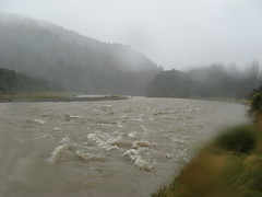 The flooded Waiohine River