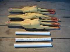 Juggling Rubber Chickens - cut pipes