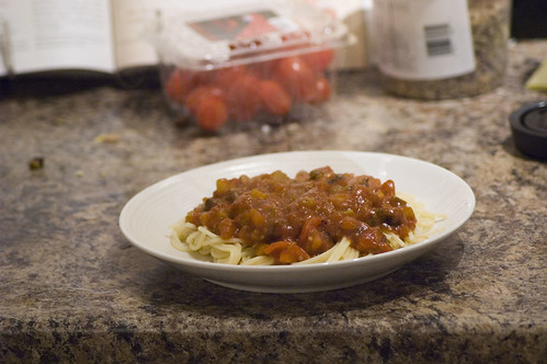 Veggie spaghetti, prepared by hubs