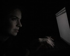 Peering at the laptop in the dark