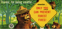 Smokey the Bear table sign