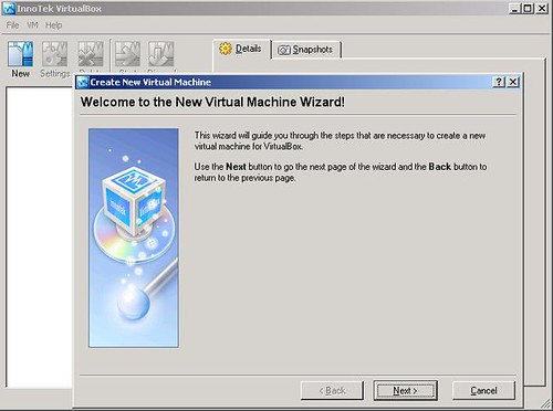 VirtualBox - virtualMachine - openSUSE10.2 - comando New