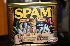 Photo of a can of Monty Python's Spamalot branded Spam