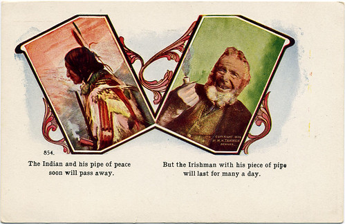 Postcard: Indian, Irishman, pipes