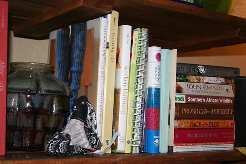 on the bookshelf