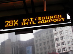 On the 28X bus, Pittsburgh