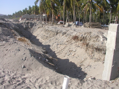 Trench for a seawall