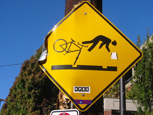 Bicycle hazard sign, Portland OR