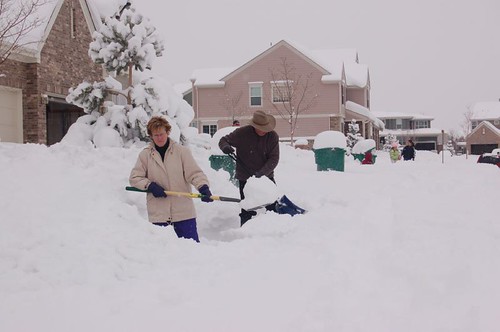Snow gets amazingly heavy after an hour of shoveling