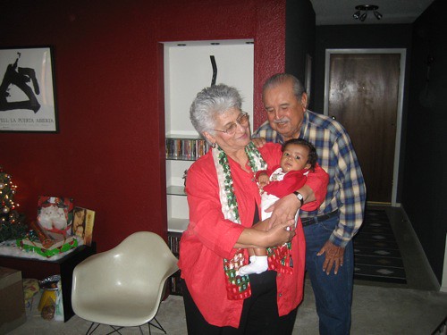great grandparents and akello on christmas