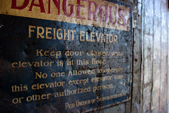 Dangerous. Freight Elevator