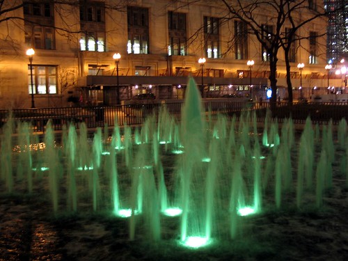 Green Fountain at night