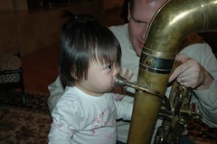 Ree makes the tuba sounds like a pro (during her second lesson)