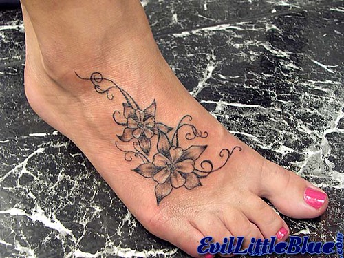 fancy foot flowers. Tattoo by Miss Blue. Infinite Art 3930 Secor Ave.