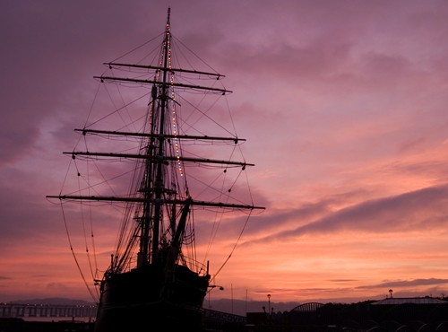 Dundee ship Discovery in Pink Glow
