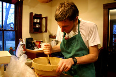 stirring the dough