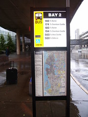 Bus stop informational sign, Seattle-Tacoma Airport