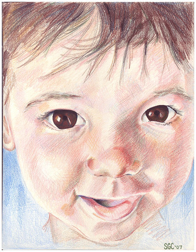 Colored pencil drawing entitled Clara at 9 Months