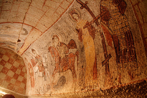 fresco painting of snake church
