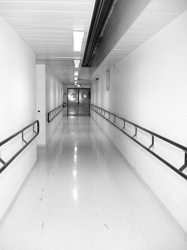 Hospital corridor in gray