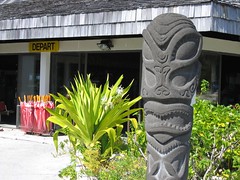 Tiki God outside of Bora Bora Airport