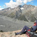 Jason resting with a view of the Tasman Glacier