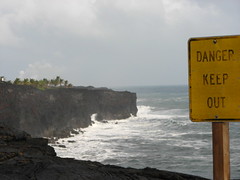 End of Chain of Craters Road, where it meets the lava flow (Volcano National Park, Hawaii)