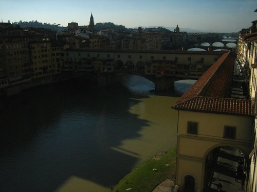 View of the Vasari Corridor from a window at the Uffizi